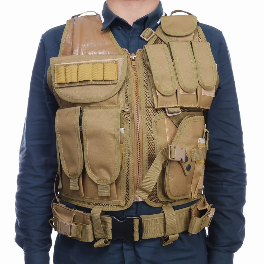 Outlife Men Military Tactical Vest Paintball Camouflage Molle Hunting Vest Assault Shooting Hunting Plate Carrier With Holster