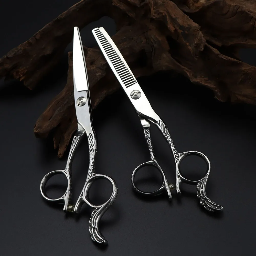 

professional JP 440c steel 6 inch feather hair cutting scissors haircut thinning barber cut shears tools Hairdresser scissors