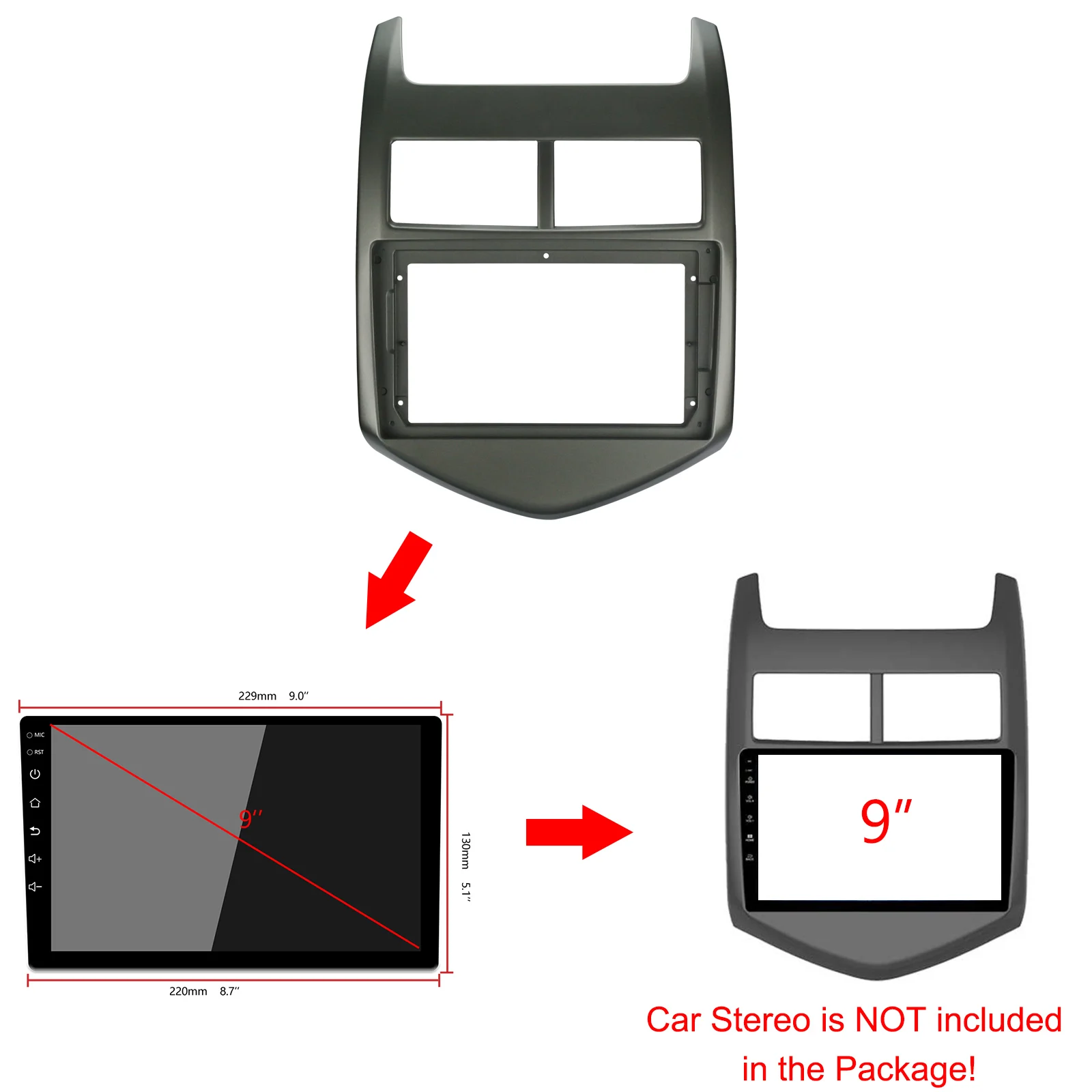 1-2Din Car DVD Frame Audio Fitting Adaptor Dash Trim Kits Facia Panel 9