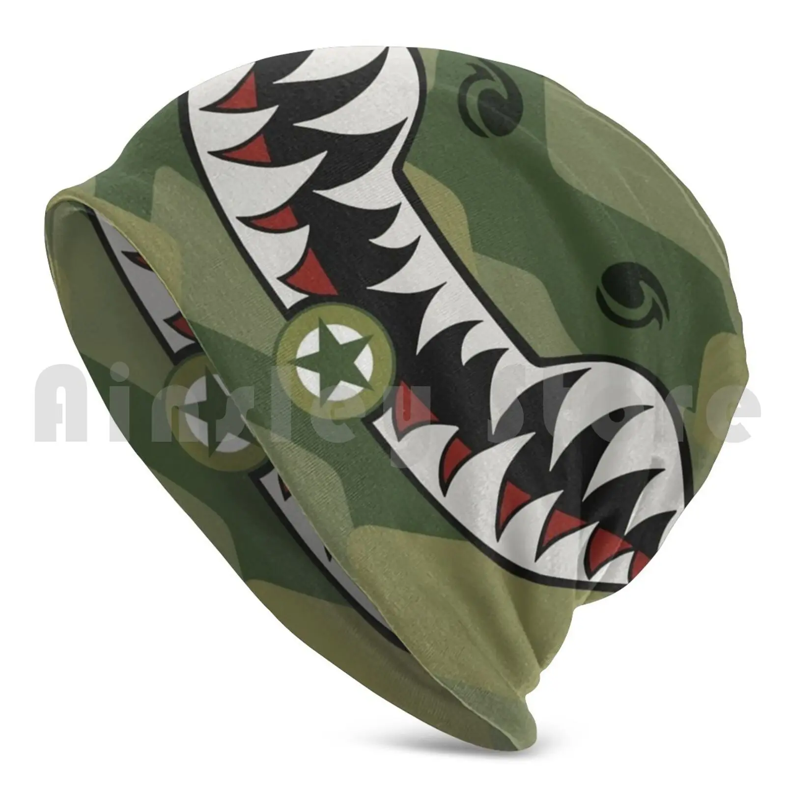 Shark Fighter Beanies Pullover Cap Comfortable Shark Teeth Fighter Pilot Plane Military A10 Warthog A10 Thunderbolt