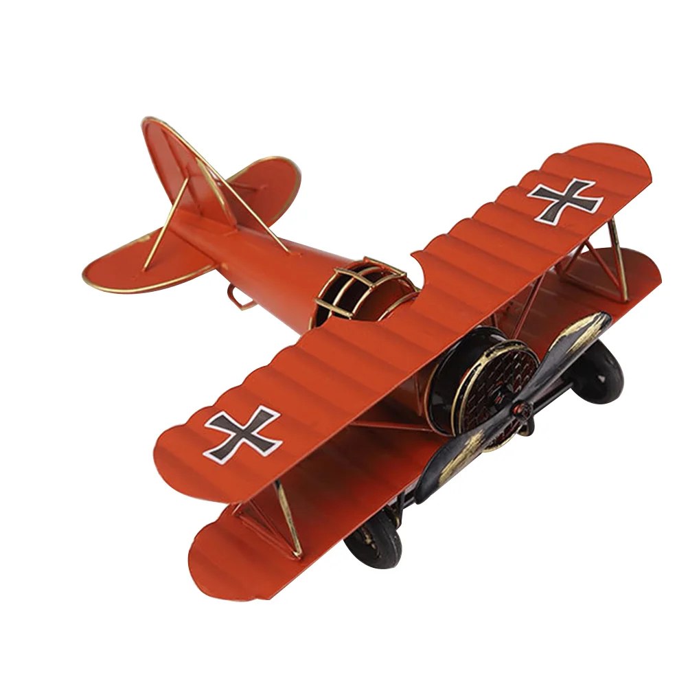 

Vintage Iron Metal Plane Aircraft Models Handicraft for Photo Props Kids Home Decor Ornament Desktop Decoration(Red)