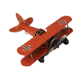 Vintage Iron Metal Plane Aircraft Models Handicraft for Photo Props Kids Home Decor Ornament Desktop Decoration(Red)