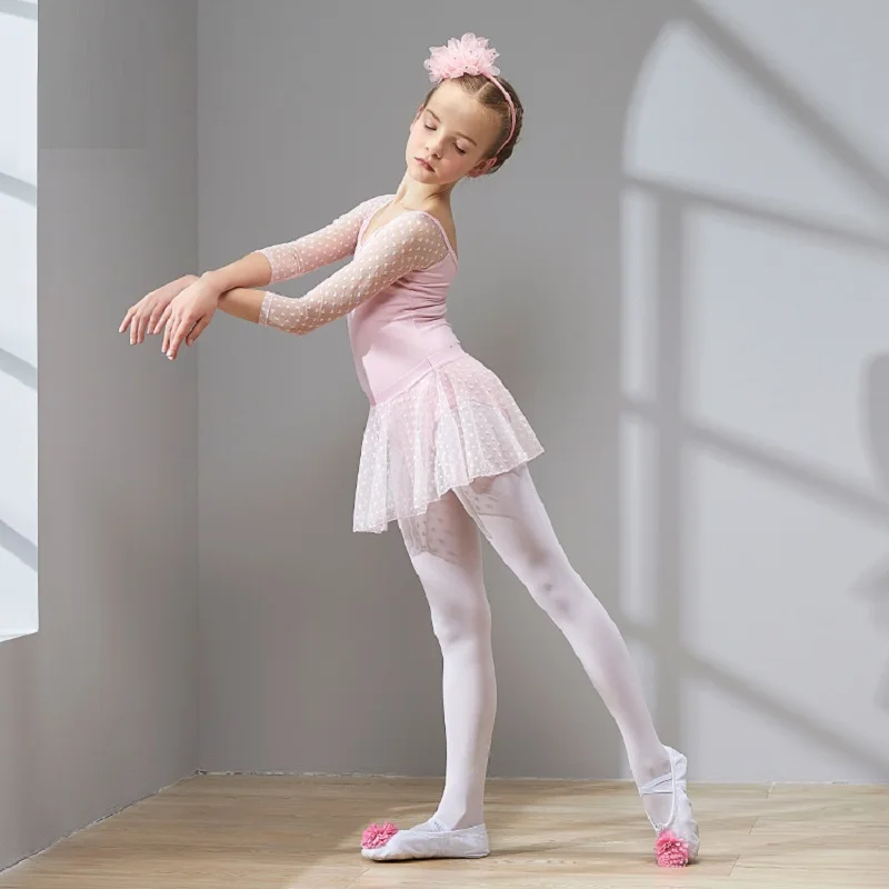 Abiti da ballo a maniche lunghe per ragazze, abito da ballo carino in cotone, abito da spettacolo teatrale per bambini, abito Tutu per bambini, gonne da ballo adorabili