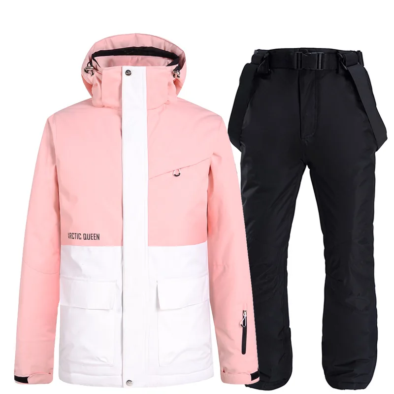 New Style Color Matching Ski Suit Women Windproof Waterproof Skiing Snowboarding Jacket Pants Suit Female Snowsuit Winter