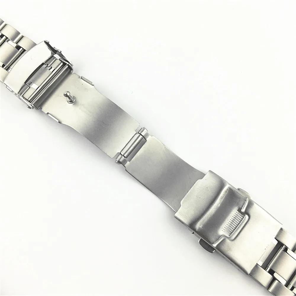 18mm 20mm 22mm 24mm Stainless Steel Curved End Watch Band Men Women Metal Solid Double Lock Buckle Strap Bracelet Accessories