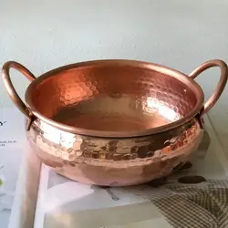 Copper Salad Bowls for Home Kitchen Decor, Mixing Serving Bowl, Cooking Pot, Decorative Copper Bowl, 7 in