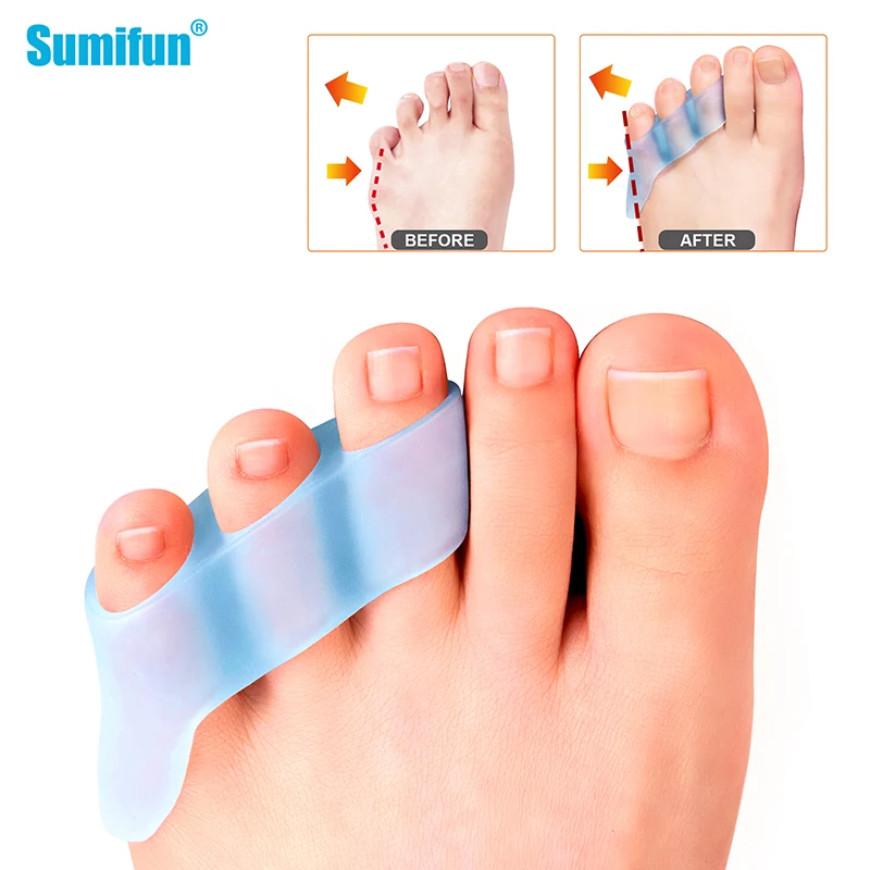 

2pcs Three-hole Little Toe Separator Bunion Blister Pain Relief Toe Straightener Protector Overlapping Toes Foot Care Tool