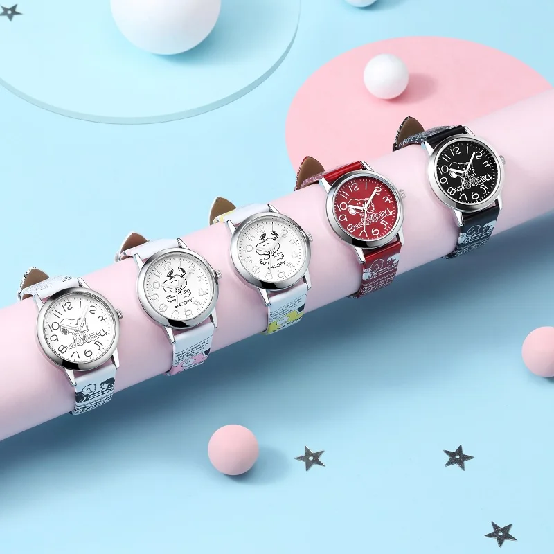 Snoopy Original Children Fashion Casual Cute Sport Quartz Wristwatches Dog Cartoon Boys Girls Student Kids Gift Clock Waterproof