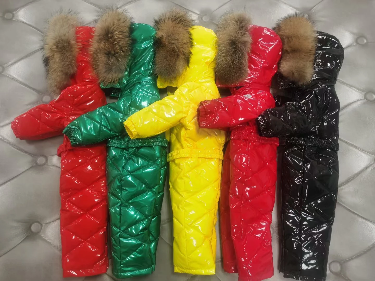 Colorfull Raccoon fur Hood 2021 winter jacket child White Duck Down coat overall children snowsuit girl outerwear jumpsuits