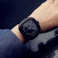 UTHAI BK47 Punk Style Square Turntable Boys Watch Trendy Men's Turntable Fashion Watch Wild Belt Quartz Watch