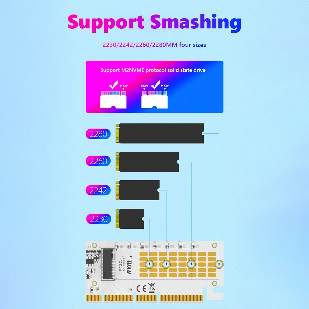 MAIWO M.2 M KEY SSD Adapter LED Expansion Card 32gbps M2 NVME To PCIE 3.0 X4 X8 X16 Riser Adapter Cards for WIN 7 8 10 Linux