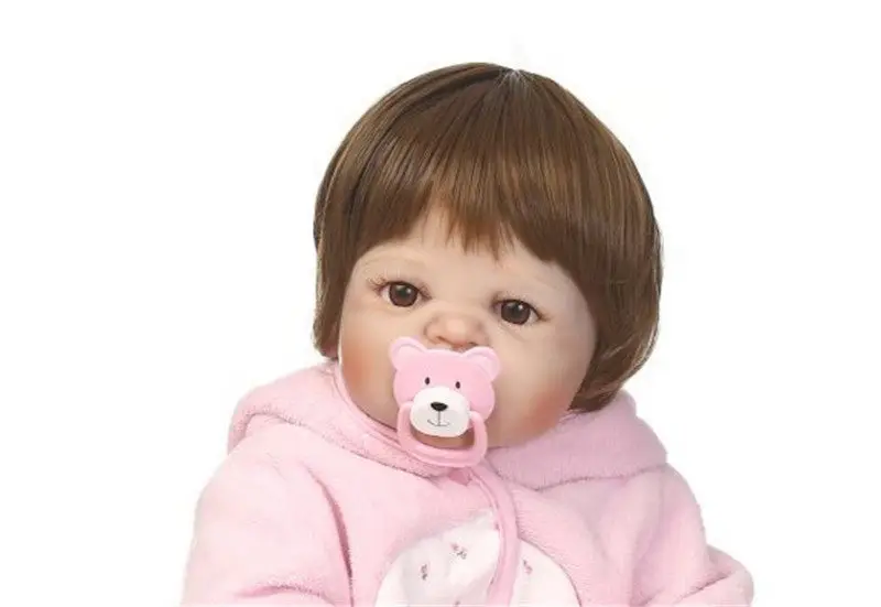 NPK 55-57cm Full Silicone Reborn Boy Sticked Hair Wig 22 inch Silicone Realistic Reborn Baby Dolls Hair Wig DIY Doll Accessory