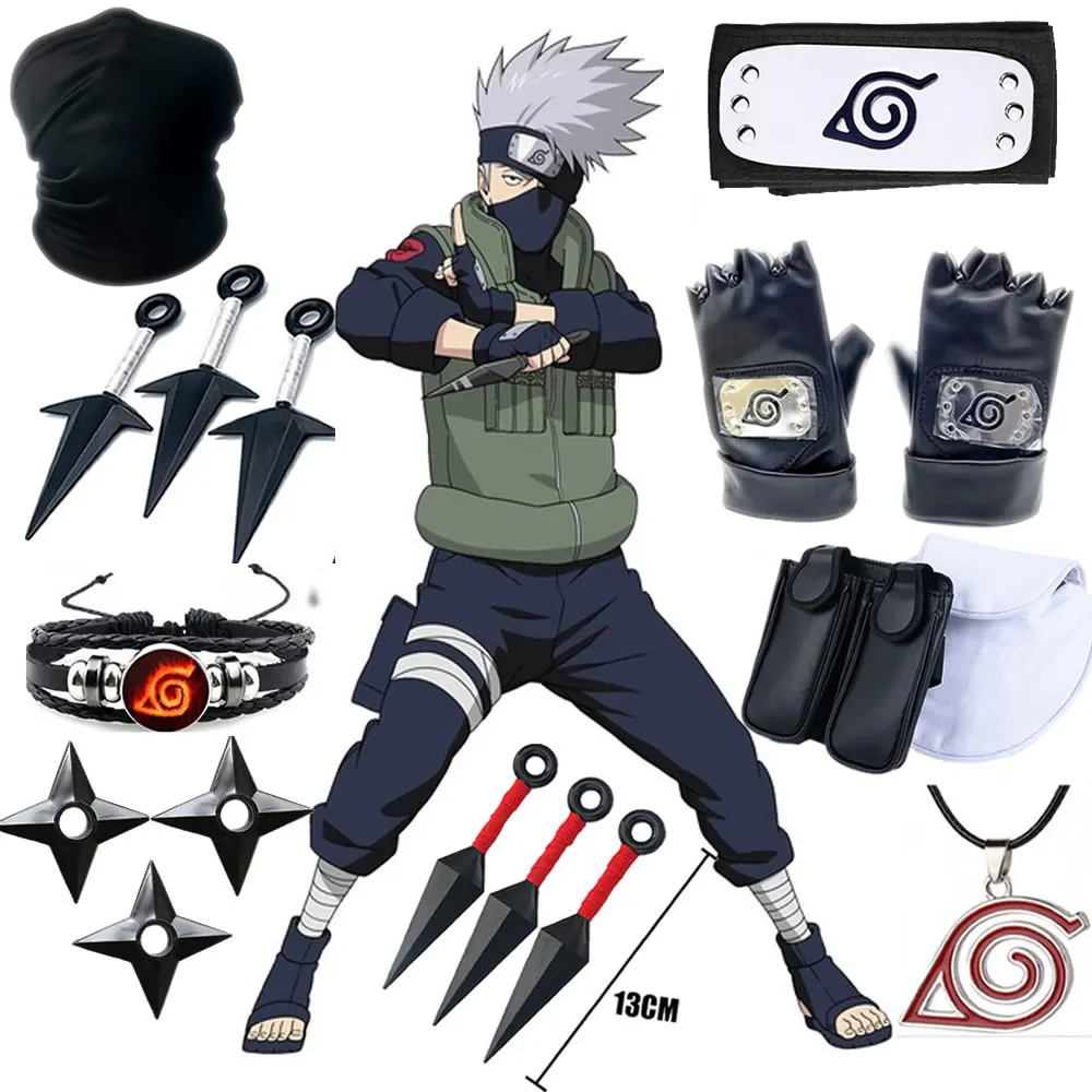 NarAAKakashi Anime Figure Cosplay Props, Gants, Kunai Sauna Band, Ninja Mask, Uchiha Mittens, Action Accessrespiration, 5Pcs Set Toys