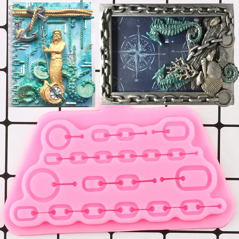 Chains Cake Border Silicone Mold DIY Cupcake Topper Fondant Cake Decorating Tools Candy Polymer Clay Chocolate Gumpaste Moulds