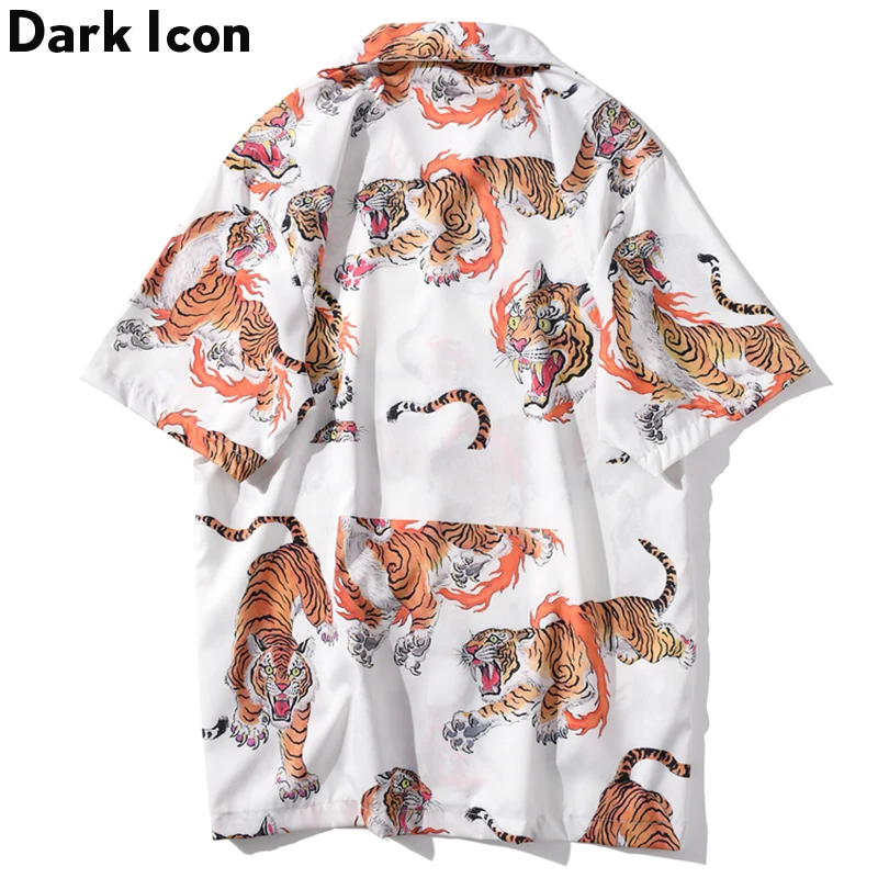 Dark Icon Tiger Full Print Hip Hop Shirt Men Women 2024 Summer Streetwear Men\'s Shirt Casual Shirts for Men