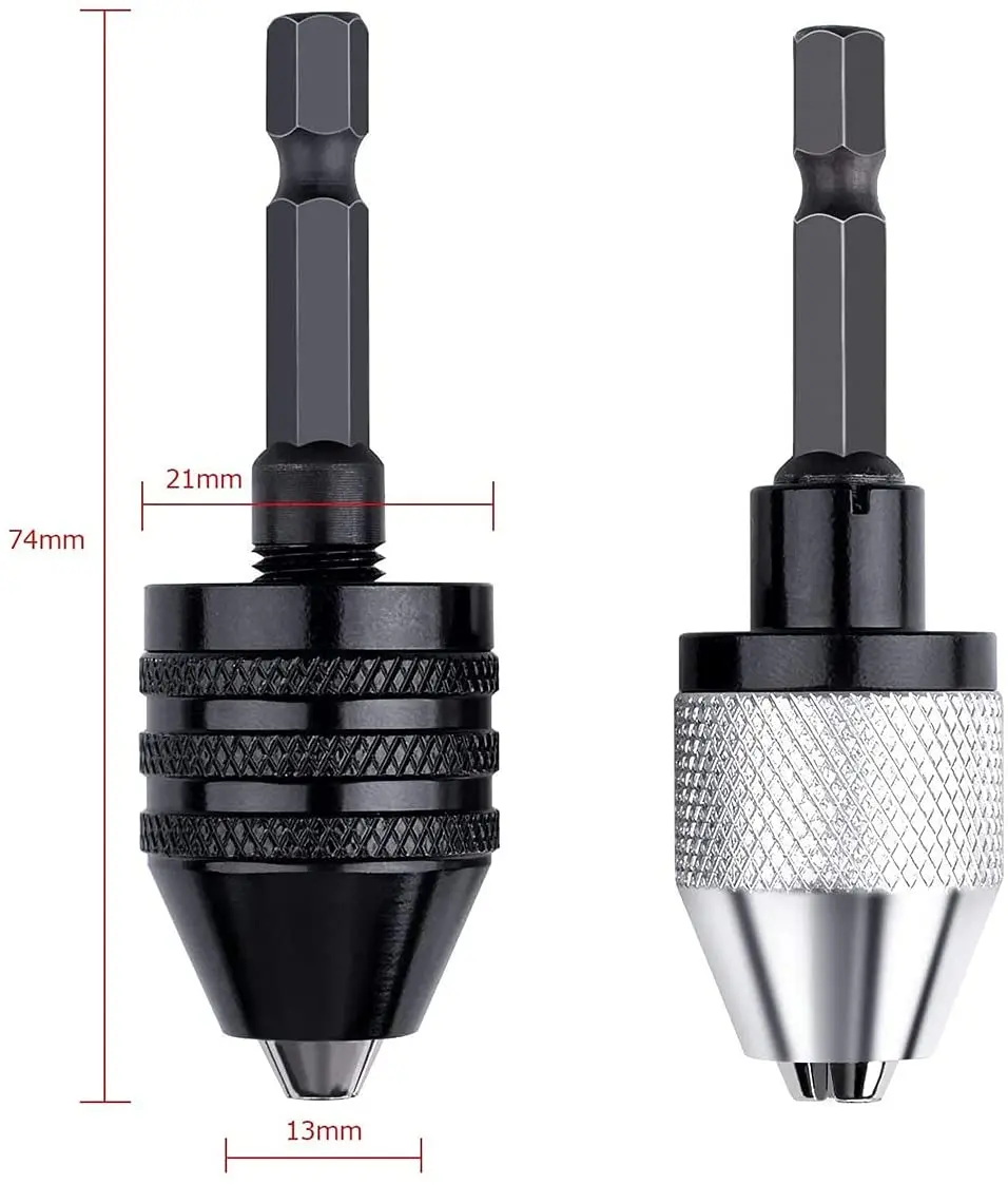 4Pcs 0.3-6.5mm trapano senza chiave Chuck cacciavite adattatore per cacciavite a percussione 1/4 ''Hex Shank Drill Bit Tool convertitore a cambio rapido