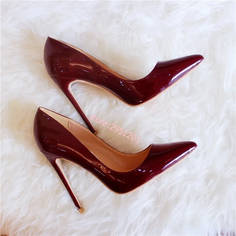 Fashion women thin high heels 12 cm red wine sexy party shoes pointed toe heels women pumps