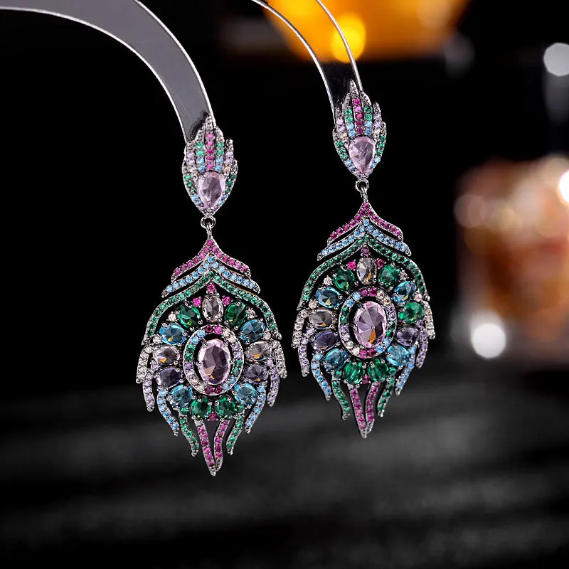 

Bilincolor Cubic Zirconia Vintage Leather Earring for Women