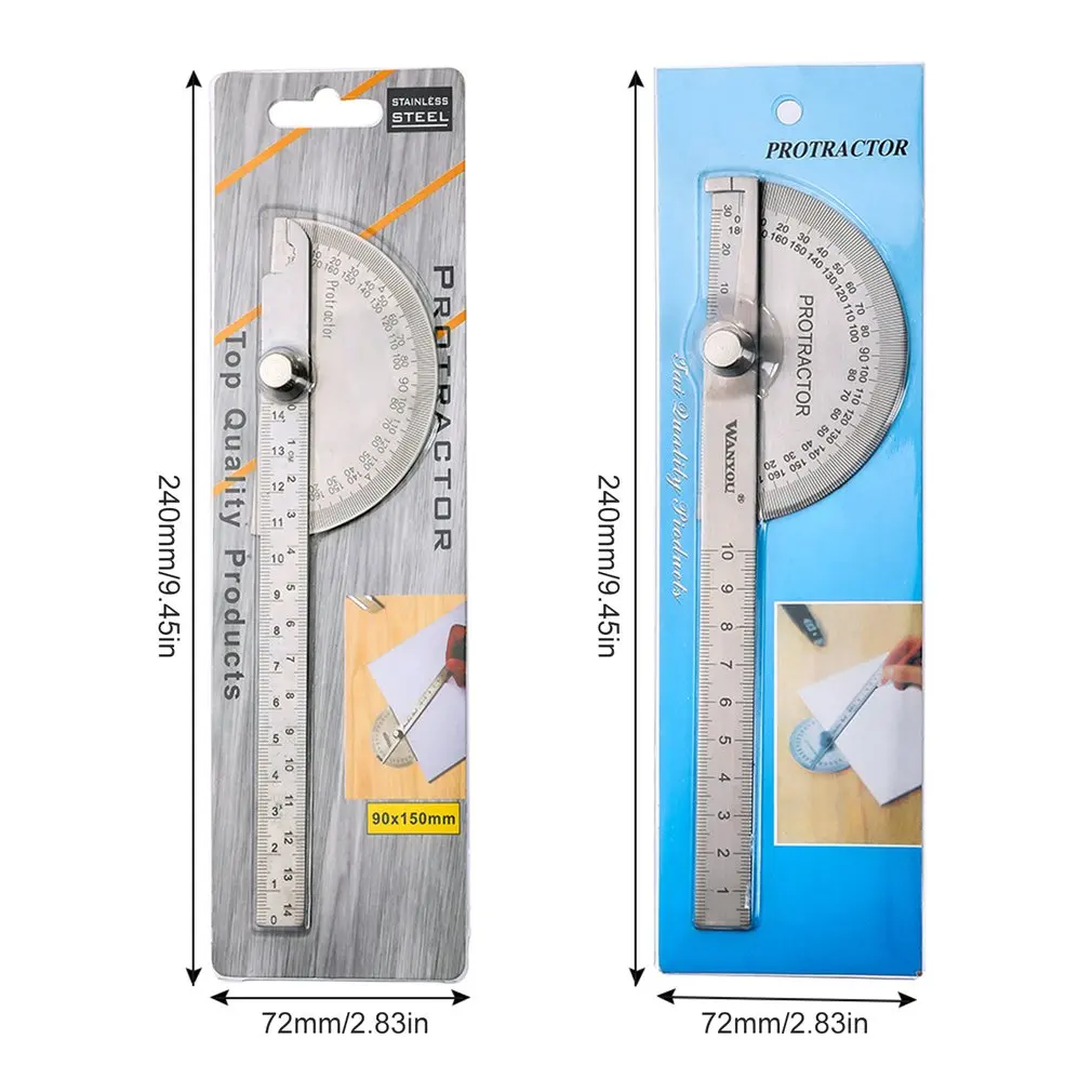 180 Degree Adjustable Protractor Stainless Steel Angle Gauge Round Head Caliper Measuring Ruler