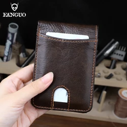 Genuine Leather Men's Wallet Retro Credit Card Holder Bag Slim Business ID Card Purse For Women Cow Leather Coin Pouch