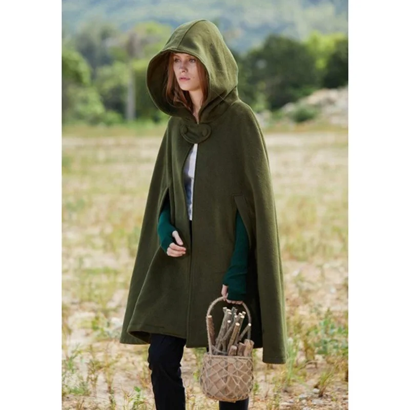 Medieval Elegant Women Outwear Cloak Hooded Coat Vintage Gothic Cape Poncho Casual Maxi Long Cardigan Coats Men Women
