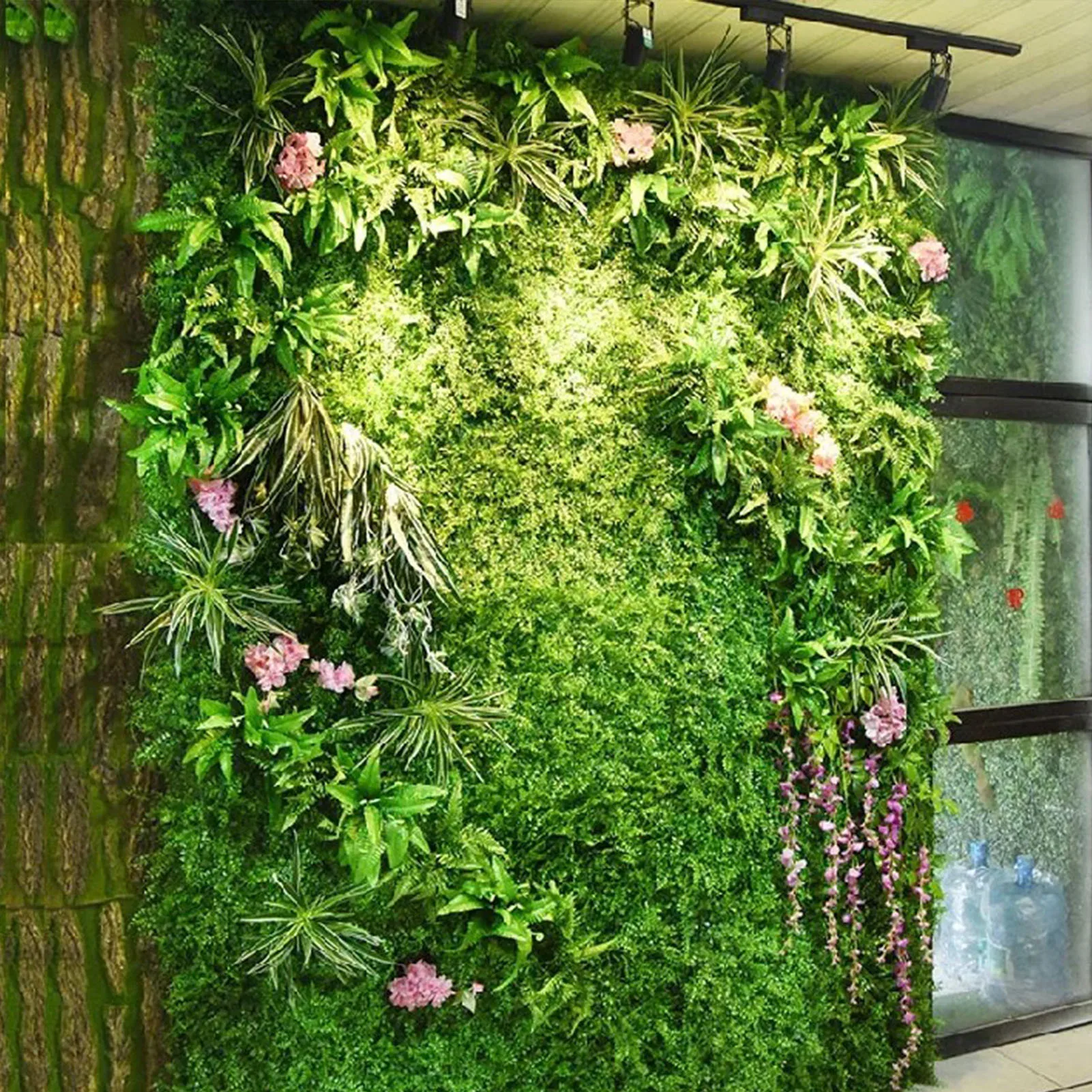 40X60CM Artificial Plant Wall Flower Wall Panels Green Plastic Lawn Tropical Leaves Wedding Decoration Home Decor Accessories