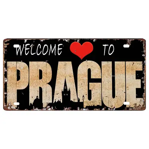 Prague Travel City Car Lisence Vintage Poster Souvenir Metal Sign Retro Plaque For Wall Shop Bar Home Decor 30X15CM  DC-0958A - Image 7