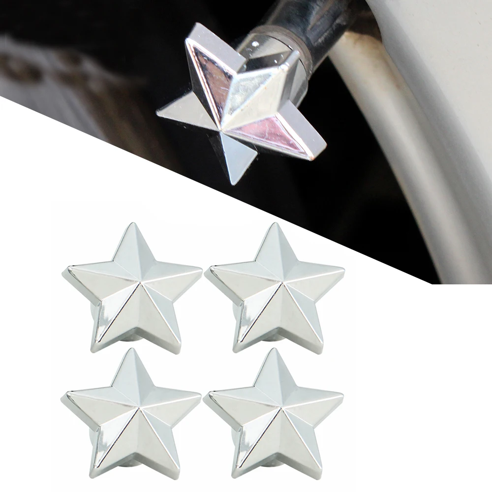 4 sztuk/zestaw styl gwiazdy rdzeń miedziany samochodowe zabezpieczenie przed kradzieżą nakładki na zawory opon osłony przeciwpyłowe Car Styling dla uniwersalnych samochodów motocykl dekoracyjne