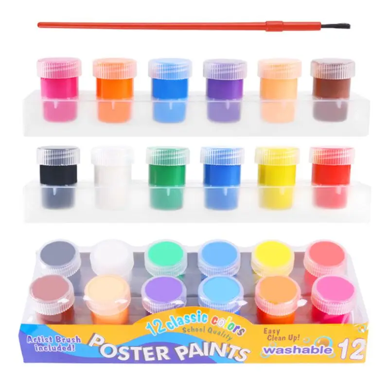 20ml 6 Bright Colors Washable Gouache Paint for Kids School Finger Paint