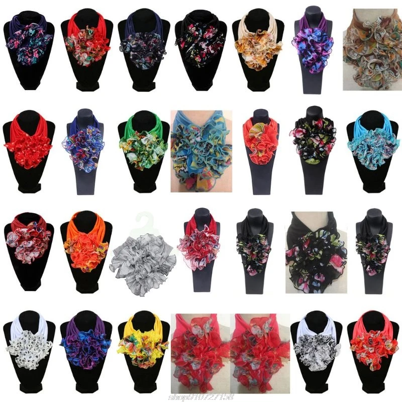 

Womens Floral Collar Scarf Luxury Flower Printed Neckerchief Ring Neck Scarves JY14 21 Dropshipping