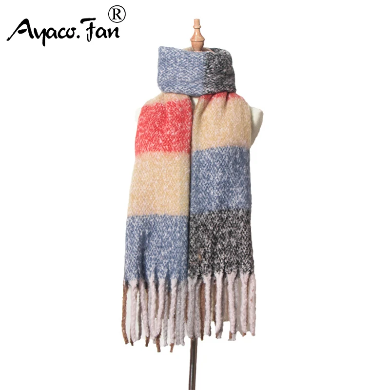 2019 Cashmere Plaid Winter Scarf for Women Warm Foulard Solid Scarves Autumn Classic Female Scarf Lady Shawl Bufandas Hombre New