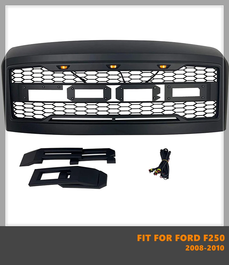 

Good Quality ABS Front Middle Grill Racing Grills With LED Lights Fit For Ford F250 2008-2010