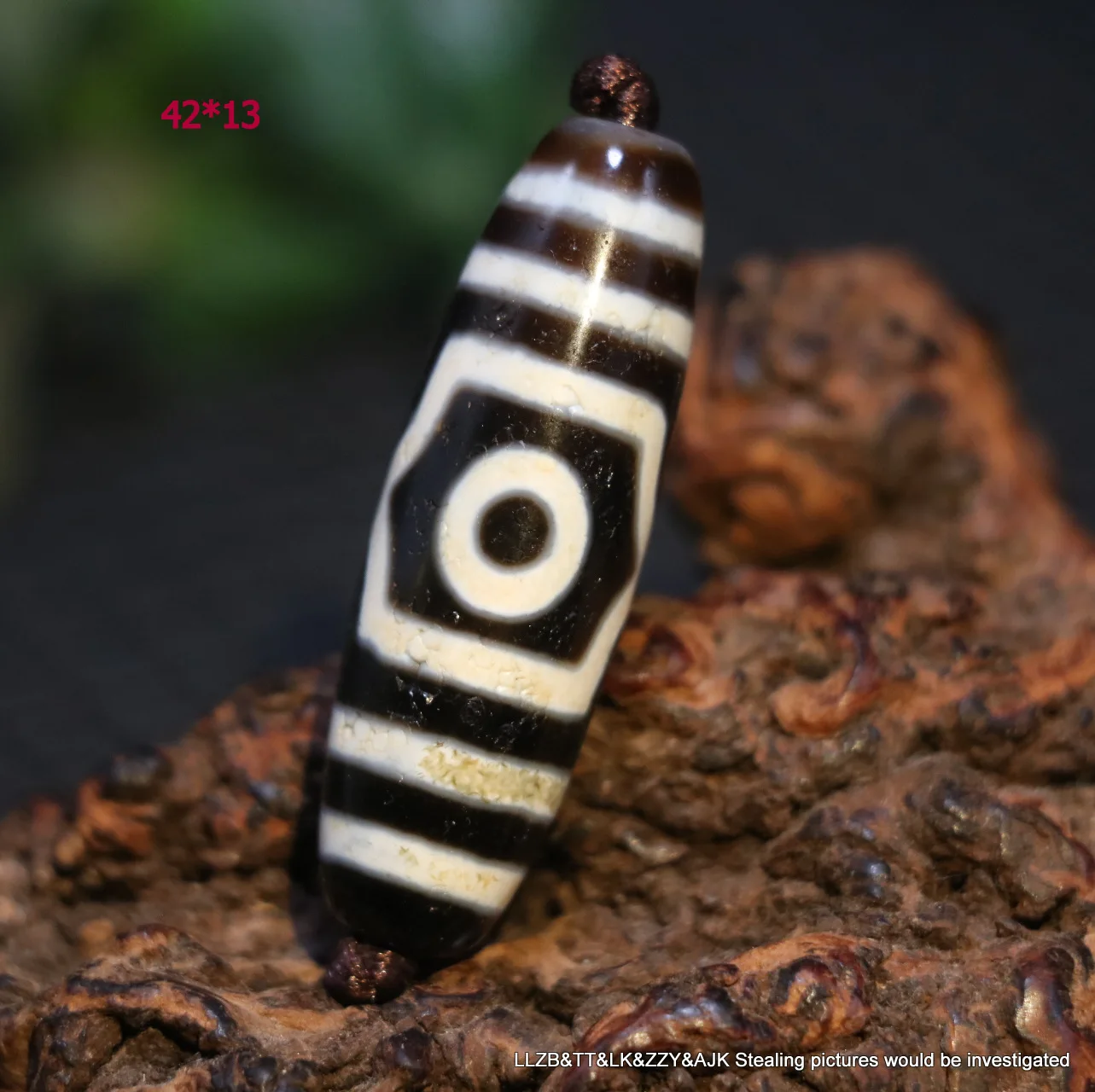 Ultra Unique Energy Tibetan Old Agate 3 Eye Fu&Lu&Shou Symbol dZi Bead Pendant 5A6 LZK LKbrother Sauces Top Quality F029A