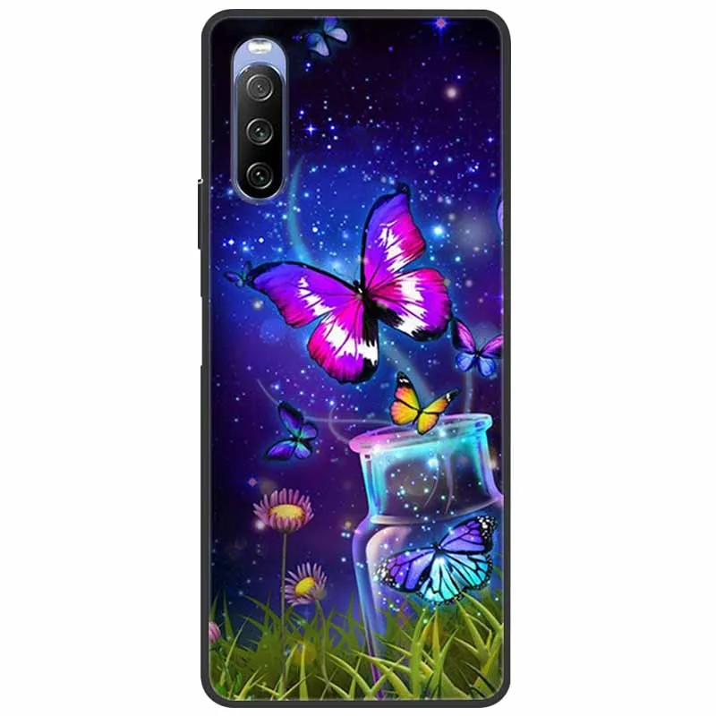 Soft Cover For Sony Xperia 10 III / 5 III Case Silicone Painted Marble Cat Funda Covers for Sony Xperia 1 II / 10II / 5 II Coque