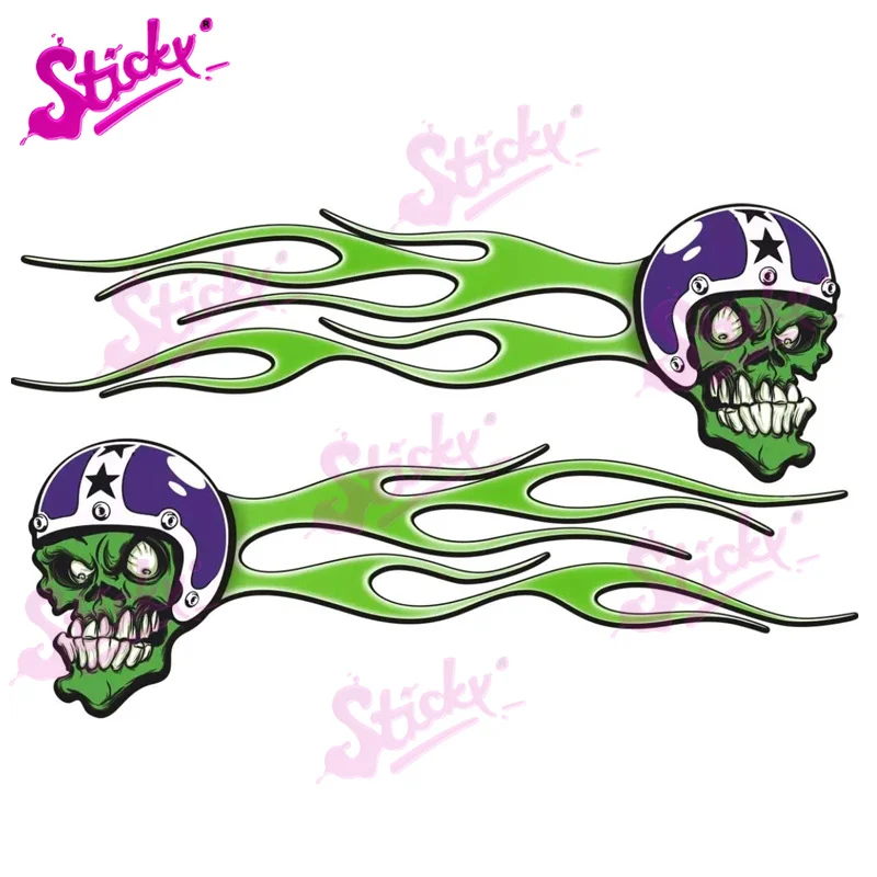 

STICKY 2pcs Hot Rod Monster Flames Car Sticker Oldschool Sticker USA V8 Racing Oldtimer Muscle Car Big Block Tuning Custom