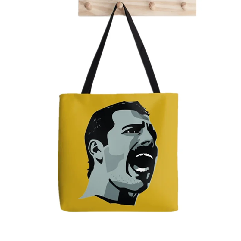 Shopper Freddie Mercury Queen Printed Tote Bag women Harajuku shopper handbag girl Shoulder shopping bag Lady Canvas Bag