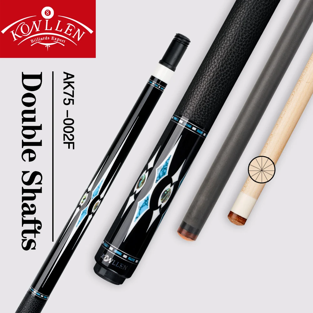 

Konllen Carbon Pool Cue Carbon Fiber Shaft +12 pieces in 1 Maple Shaft Blue Turquoise + Abalone Shell Inlay Kit Stick