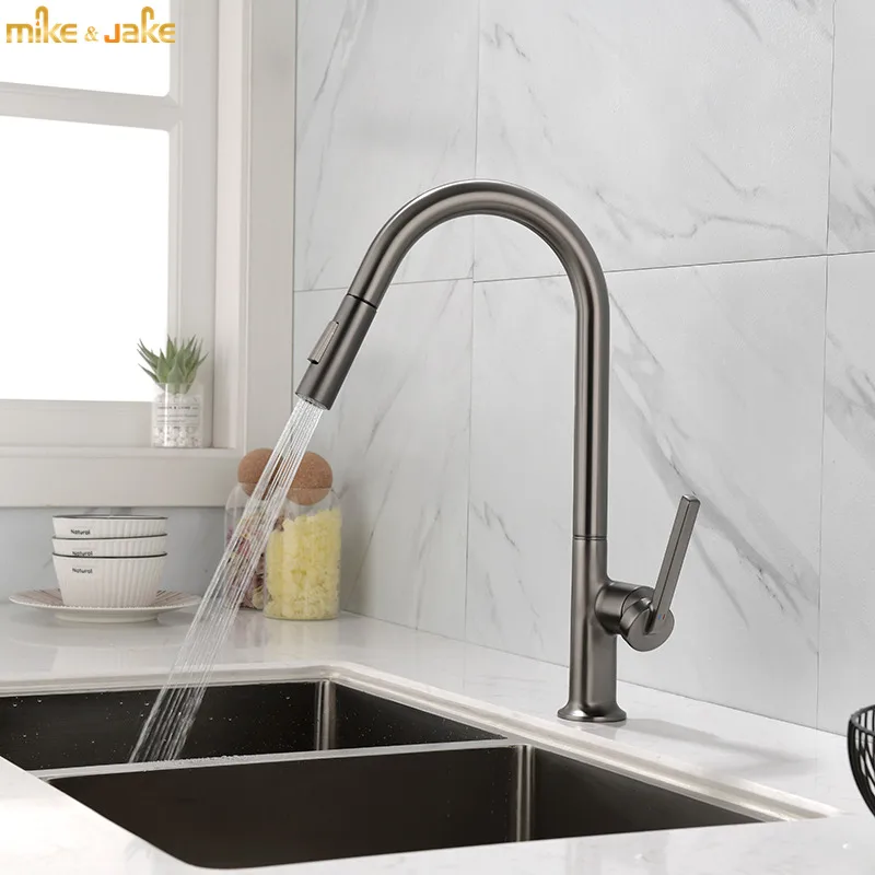 

Gunmetal gray pull out kitchen faucet kitchen sink pull out black mixer hot and cold black kitchen faucets bathroom black tap