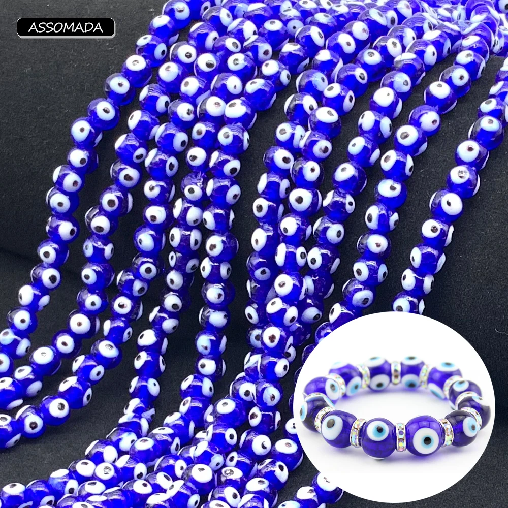 

ASSOMADA Blue Eye Beads Handmade Turkish Lucky Eyes Ward Off Evil Beads Pendant Key Buckle Ornament Necklace DIY Jewelry Making