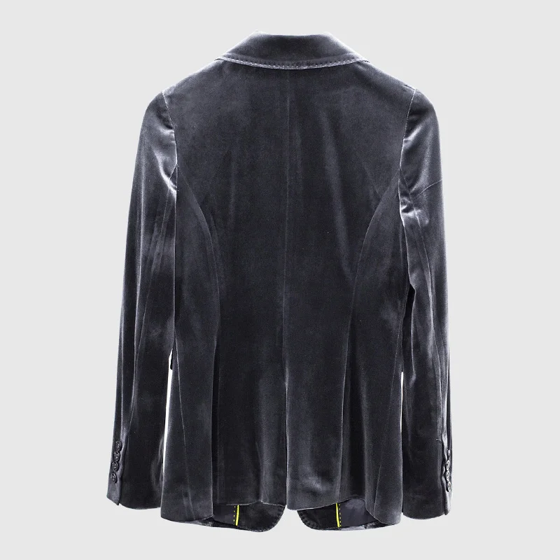 

Fashion New Women Long Sleeve Autumn Velvet Blazer Office Ladies Slim Fit One Button Jacket Notched Collar Elegant Female Coats