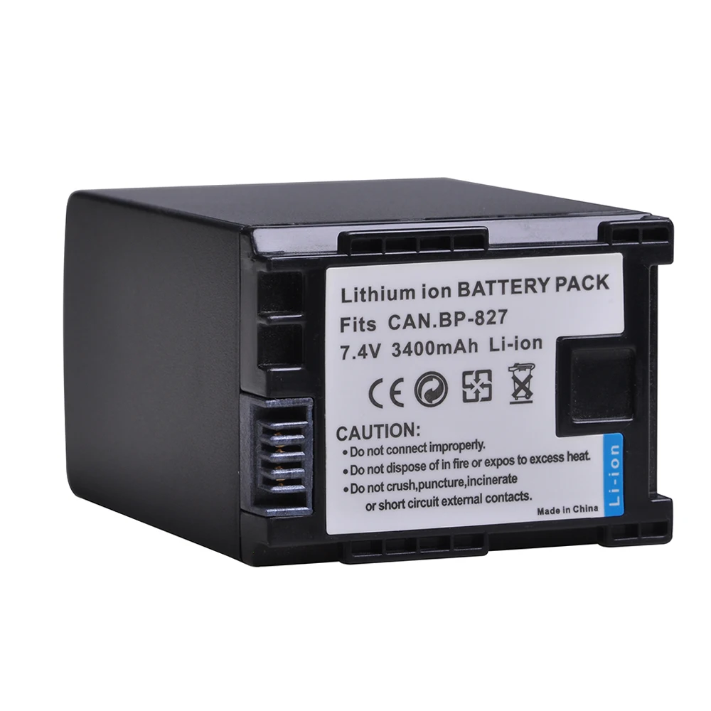 BP-827 Battery for Canon XA10 HF20 HF10 HF100 HF100E HG20 HG21 HF11, LCD Charger for BP827 BP-808 BP-809 BP-819