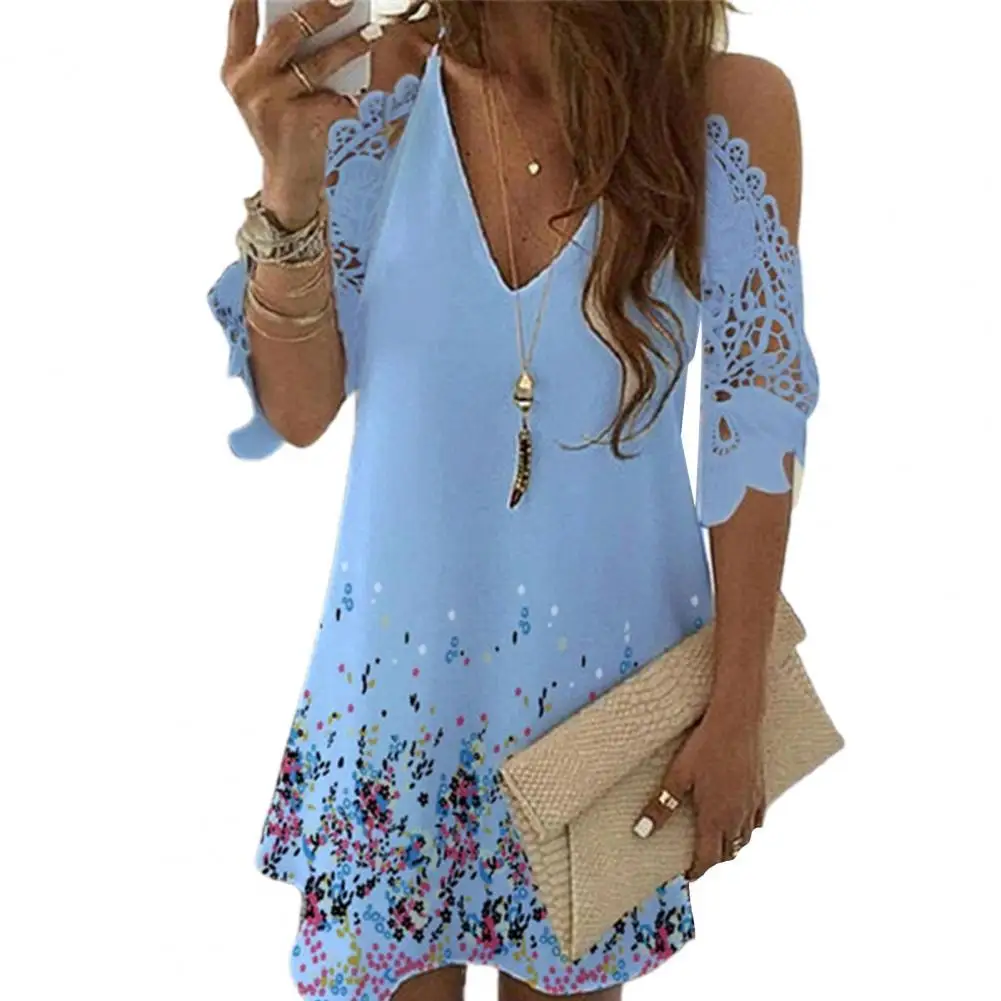 

Hot apparel Women Dress Floral Print Sling Sexy Off Shoulder A-line Dress Loose Elegant Party Dresses