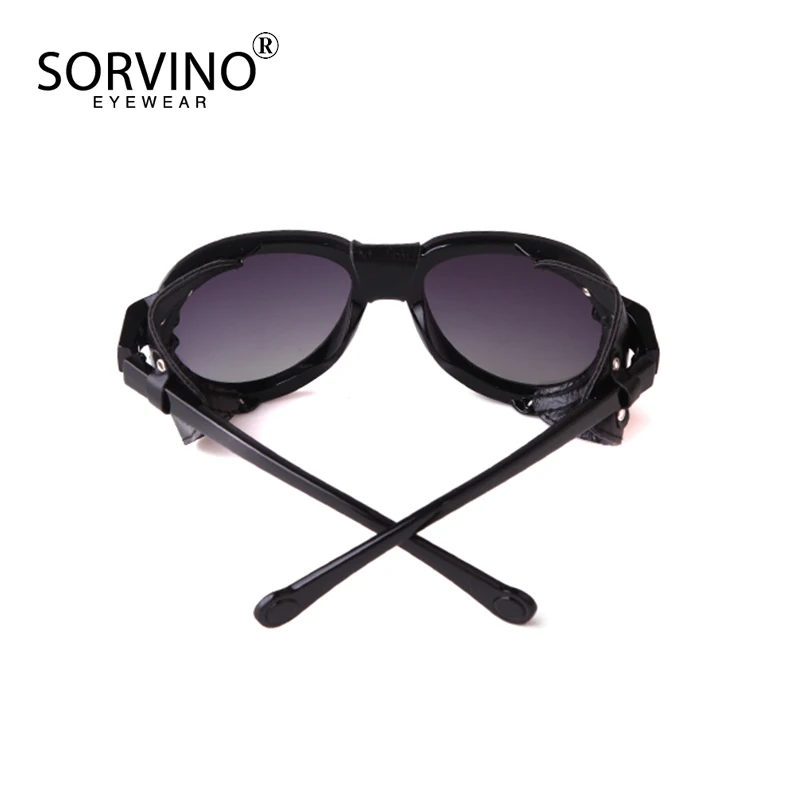 SORVINO Vintage Steampunk Gothic Goggles Polarized Sunglasses Men Retro Fashion Leather with Side Shades Sun Glassesjavascript:
