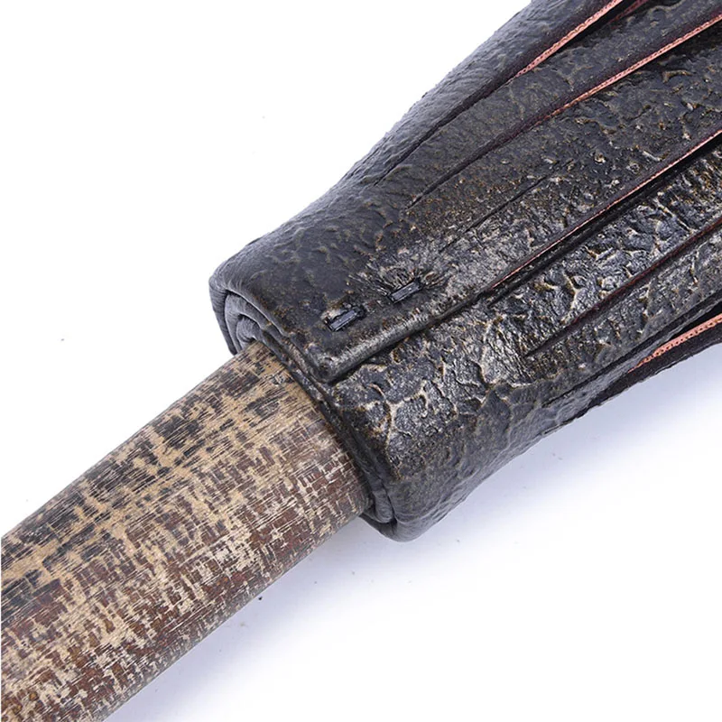 Handwork Make Genuine Leather COW LEATHER Whip，Ancient Wooden Round Handle