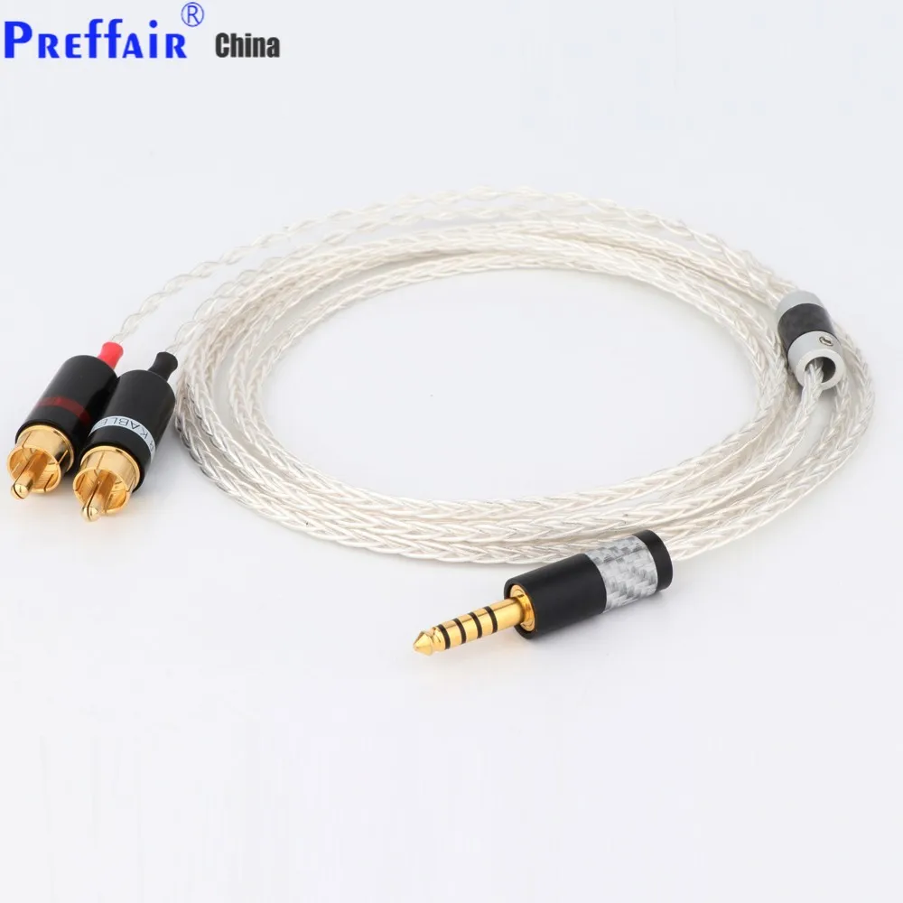 HIFI 8 cores pure silver plated 4.4mm 3.5mm to 2rca jack aux audio cable Headphone amp connecting line interfaz de audio