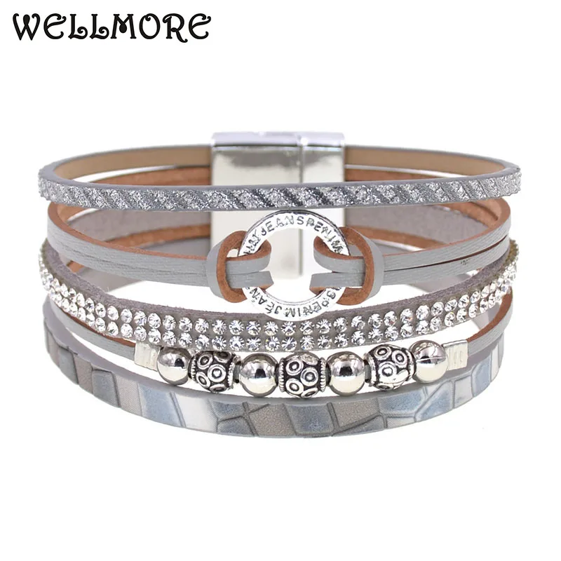 WELLMORE new women bracelets trendy leather bracelets for women fashion jewelry magnet bracelets women gifts