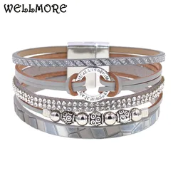 WELLMORE new women bracelets trendy leather bracelets for women fashion jewelry magnet bracelets women gifts