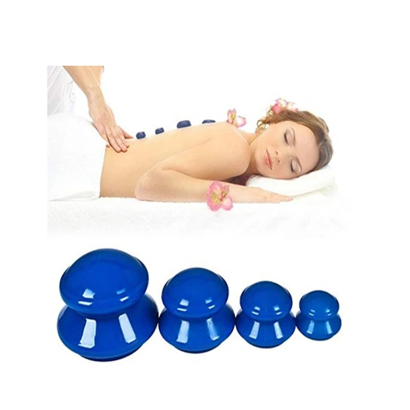 4 PCS Silicone Massage Cups Anticellulite Cups Set Vacuum Cupping Set Massageador Facial Massage Cups Chinese Suction Cups Relax