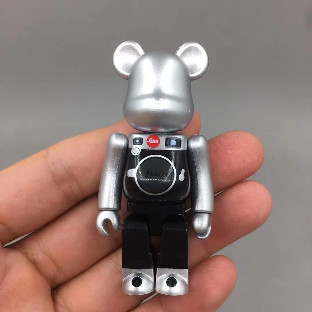 Bearbrick 100% Action Figures Candy Color Block Bear PVC Model Leica Camera Figures DIY Paint Dolls Kids Toys