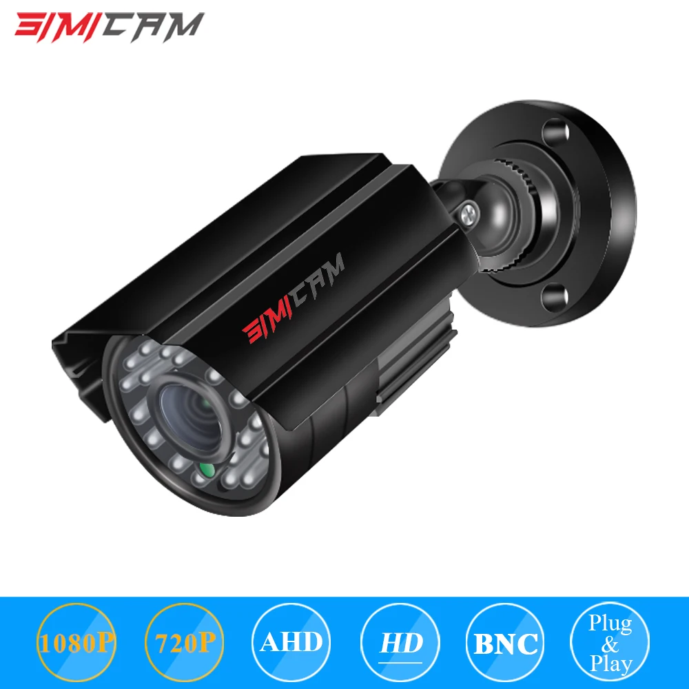 

SIMICAM 2.0MP HD 1080p 1920TVL охранная AHD-камера Наружная и внутренняя с 24 светодиодами 120ft ИК Ночное Видение Водонепроницаемая камера видеонаблюдения